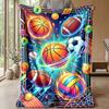 Sports Ball Collection 2 Theme blanket Lightweight Warm Flannel Blanket Decorative Throw Blanket for Home Decoration