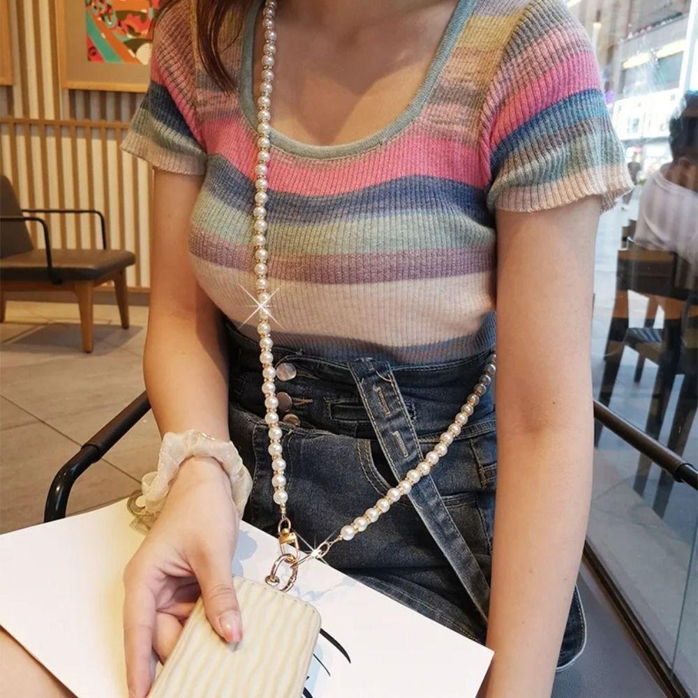 Crossbody Pearl Phone Lanyard Single Shoulder Cellphone Straps Bead Phone Chain  Phone Cases