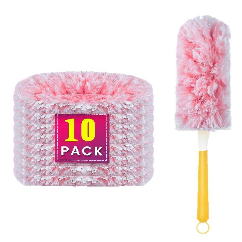 Heavy Duty Duster Refills Kit for Swiffer, 30-Pack Microfiber Pads with 2 Handles (3ft Extended + Short), Multi-Surface Cleaning