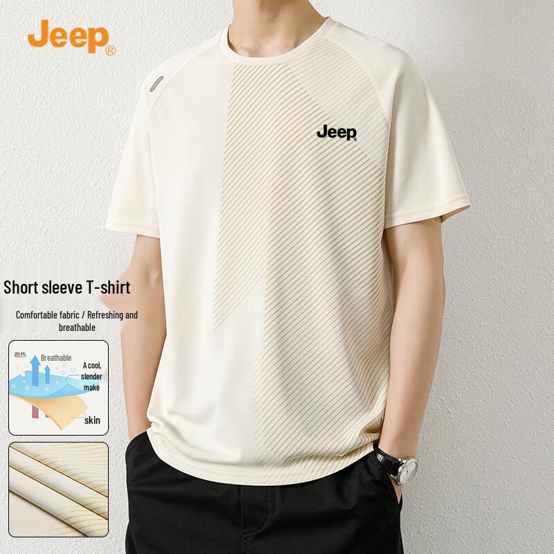 JEEP Men s Casual Striped Short Sleeve T-Shirt M