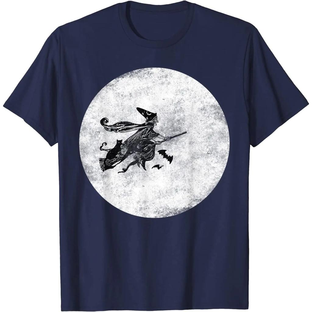 Lustiges T-Shirt Hexe Besen Mond Kostüm Herren Kleidung Streetwear Geschenk T-Shirt Grafik T-Shirts