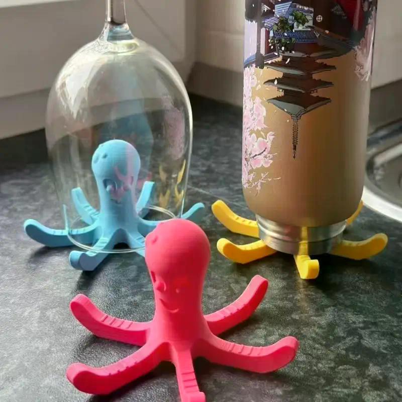 1Pcs 3D Printed Octopus-shaped Standalone Water Bottle Drying Rack Enhanced Drying Efficiency For Various Cup