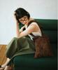 Green Butter Asymmetric Cotton Skirt (Khaki)