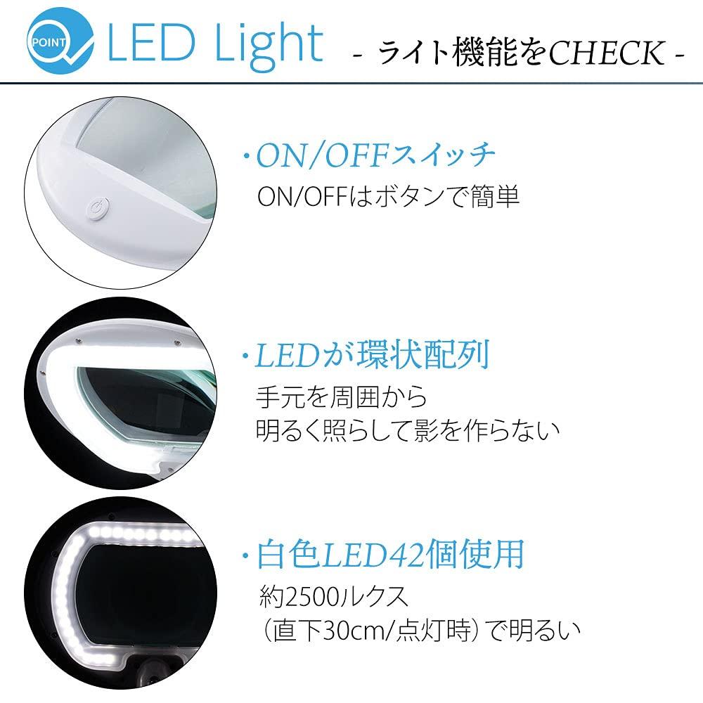 OHM L-Zoom LED Arm Light with Magnifying Glass, Model Number: 07-8133 AS-L8095-2B-W, White