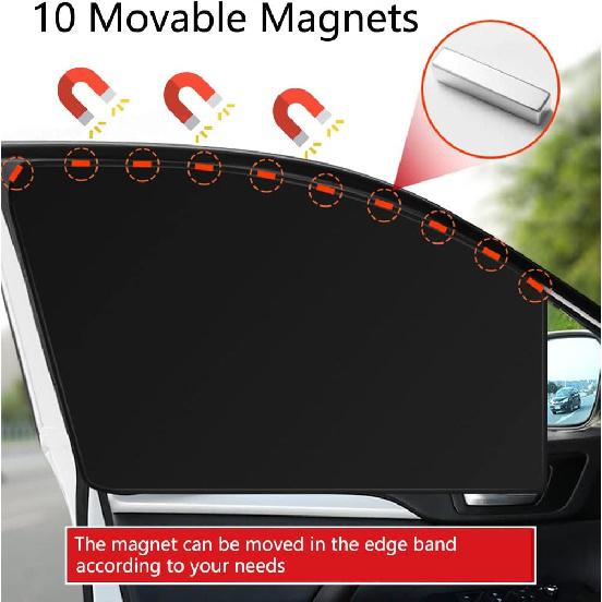 Car Side Window Sun Shades, 4 PCS Window Sunshades Privacy Curtains, 100% Block Light for Breastfeeding, Taking a nap, Changing Clothes, Camping