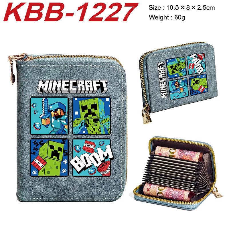 Minecraft Accordion Card Wallet Multi-Slot Zip Coin Purse Durable Large Capacity ID Holder 1pcs