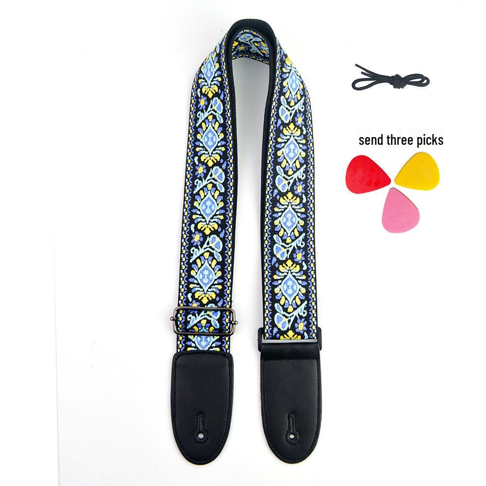 Thick Embroidered Universal Guitar Strap for Acoustic, Electric, and Wooden Guitars