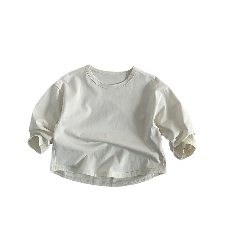 Mångsidig t-shirt för barn, Våren 2025: Avslappnad koreansk Mori-stil för pojkar och flickor