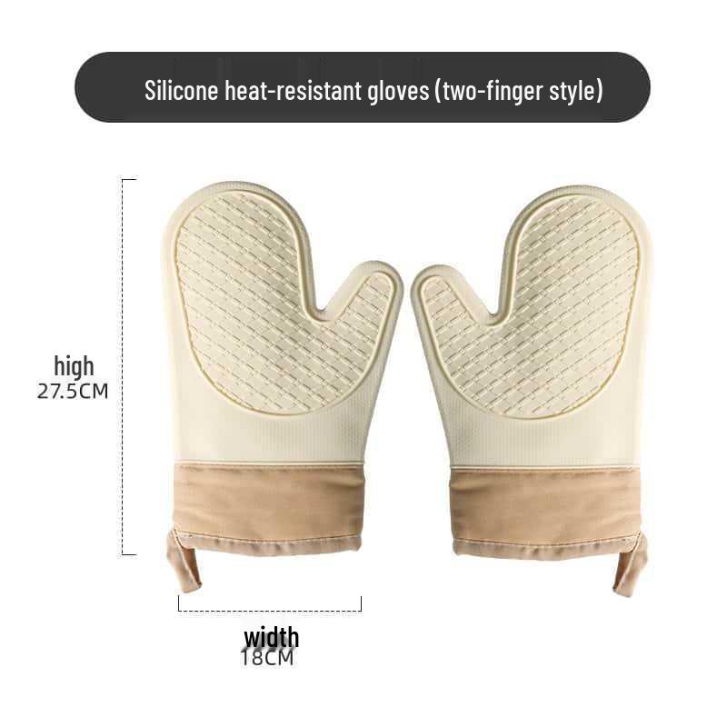 Hitzebeständige Silikon-Ofenhandschuhe: Fünf-Finger-Verbrühschutz, verdickt für Hochtemperatur-Backen und Mikrowellengebrauch.