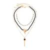 SHIXIN 3Pcs Goth Y2K MultiLayer Exquisite Black Crystal Heart Pendant Clavicle Chain Necklace Women Aesthetic Jewelry Accessory