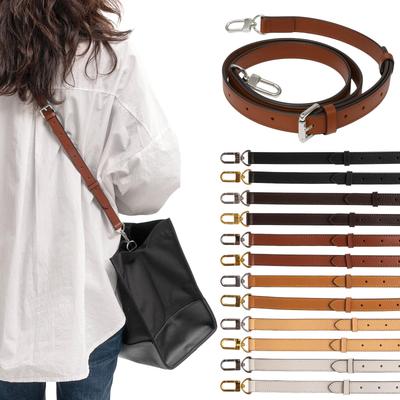 [masamilk] Echter Leder-Schultergurt für Taschen, Schmal, 1,8 cm Breit, Ersatz (Braun x Silber)