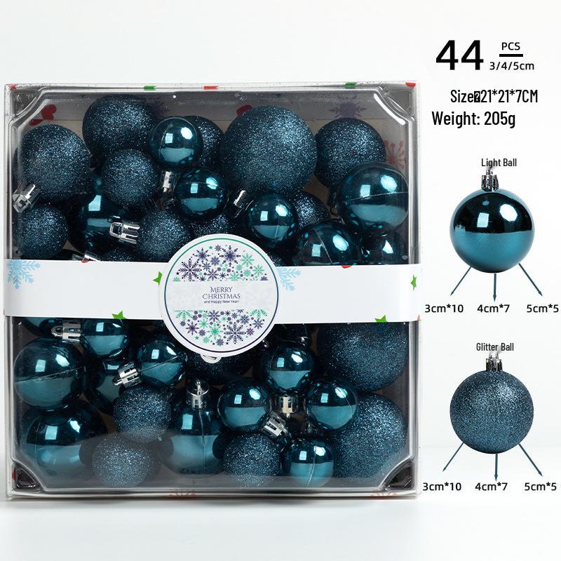 Christmas Tree Ornament Set: 44 Glittery Balls (3/4/5cm) In Colorful Square Box