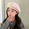 Version of Autumn and Winter New Hat for Women with High End Metal Letters Logo Beret Big Head Circumference Showing Face Little Painter Hat Trend
