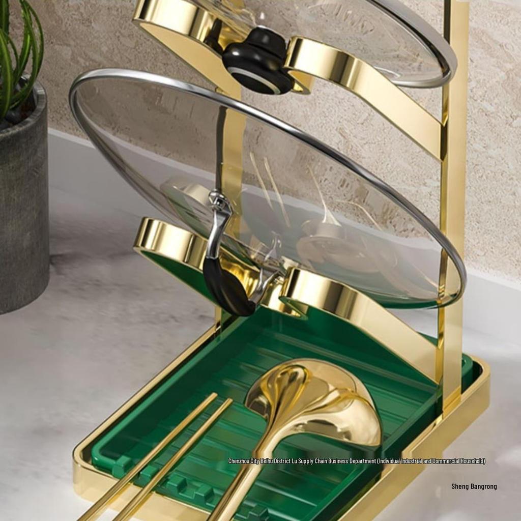 Multi-functional Kitchen Cutting Board and Pot Lid Storage Rack