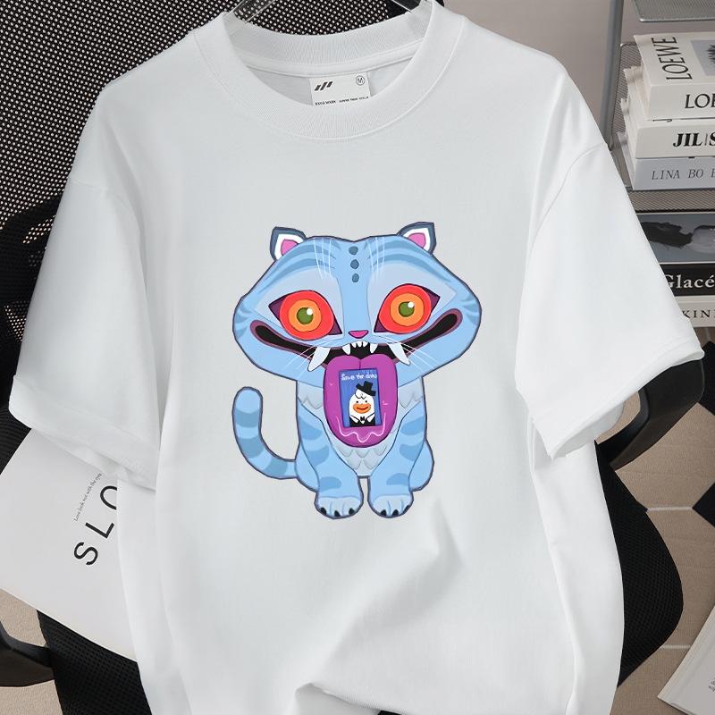 Kpop Korean Wave Witch Hunt Tiger Printed T-shirt Top Round Neck Short Sleeve 5980