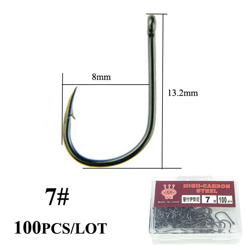 

100 шт. рыболовных крючков из высокоуглеродистой стали, набор в виде крючка для ловли рыбы нахлыстом, колючая проволока с отверстием для рыболовных принадлежностей Pesca