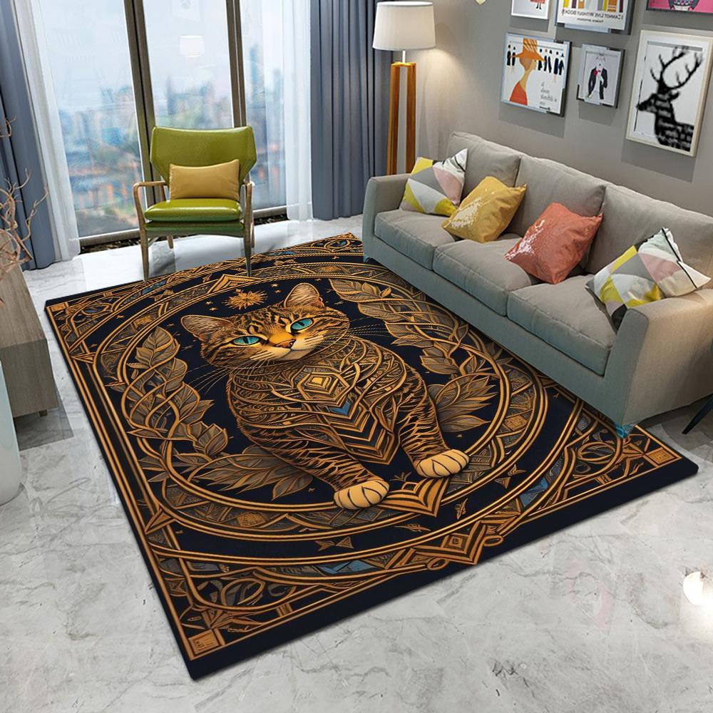 

Retro Mysterious Cat Carpet Cartoon Living Room Bedroom Kitchen Sofa Entrance Rug Non-slip Washable Mat Home Cute Home Decor 50X80CM