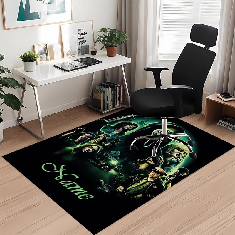 Benutzerdefinierter Name Halloween Horror Bedruckter Teppich, für Bürostuhl Wohnzimmer Schlafzimmer Küchenraum Dekor Geschenke.