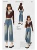 Women's 2026 Summer High Waist Patchwork Straight Leg Jeans - Vintage Faded Petite Cropped Cigarette Pants