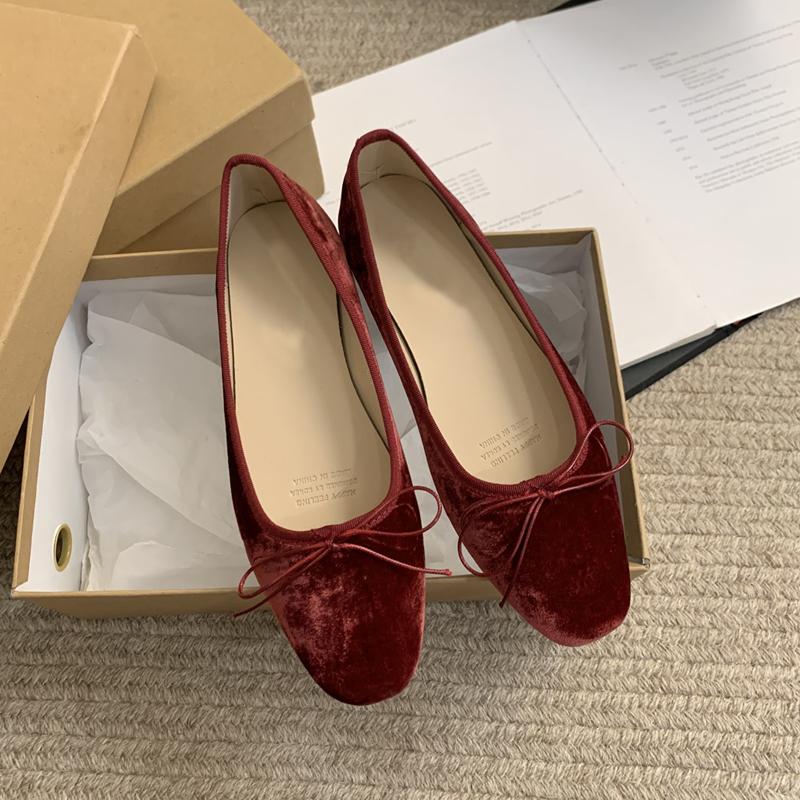 

Модные Элегантные Бархатные Туфли-балетки Женские Роскошные Велюровые Балетки Женские Ретро Круглый Носок Бант Неглубокие Лоферы Красные Зеленые 39 красный