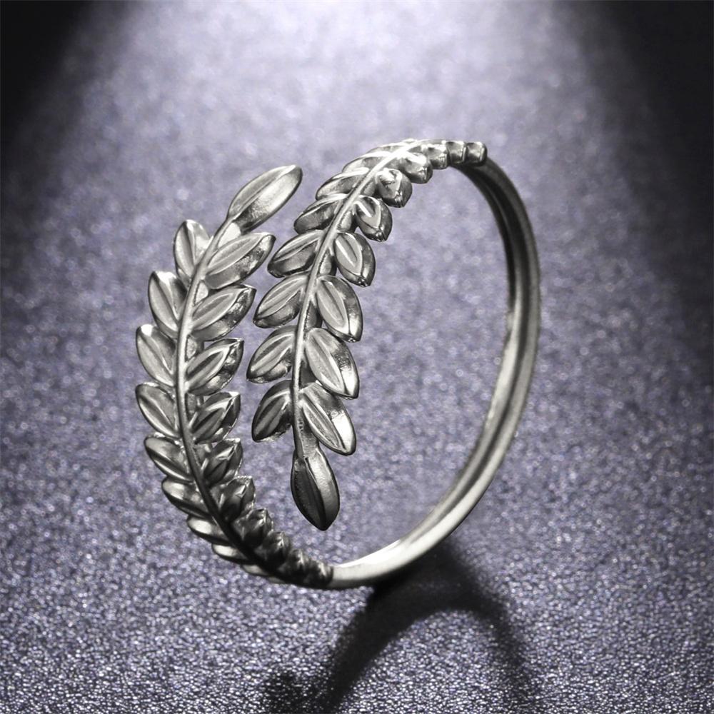 My Shape Ear of Wheat Rings Stainless Steel Finger Ring for Women Girls Adjustable Ring Classic Jewelry Valentine's Day Gifts