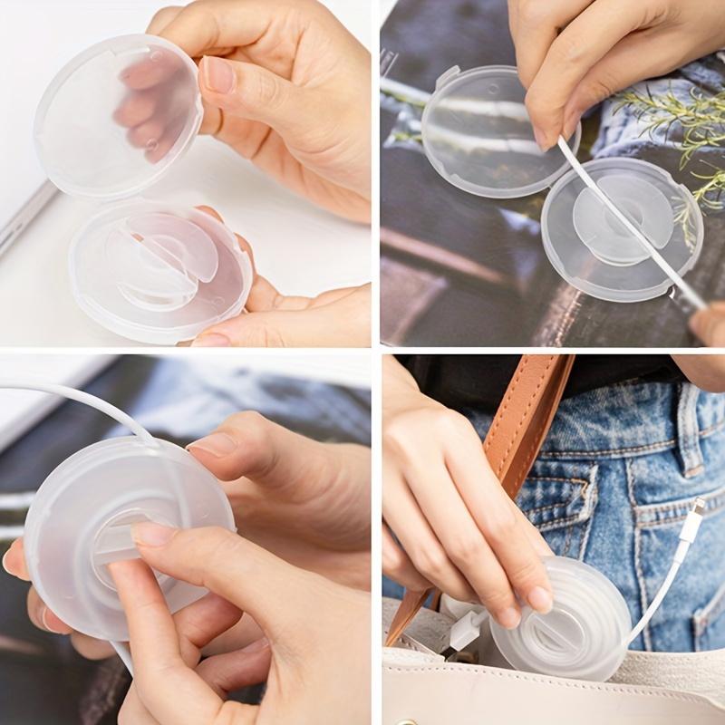 1pc Portable Charger Cord Holder Round Storage Cable Winder Retractable Cable Management Flexible USB Wire Cord Reel