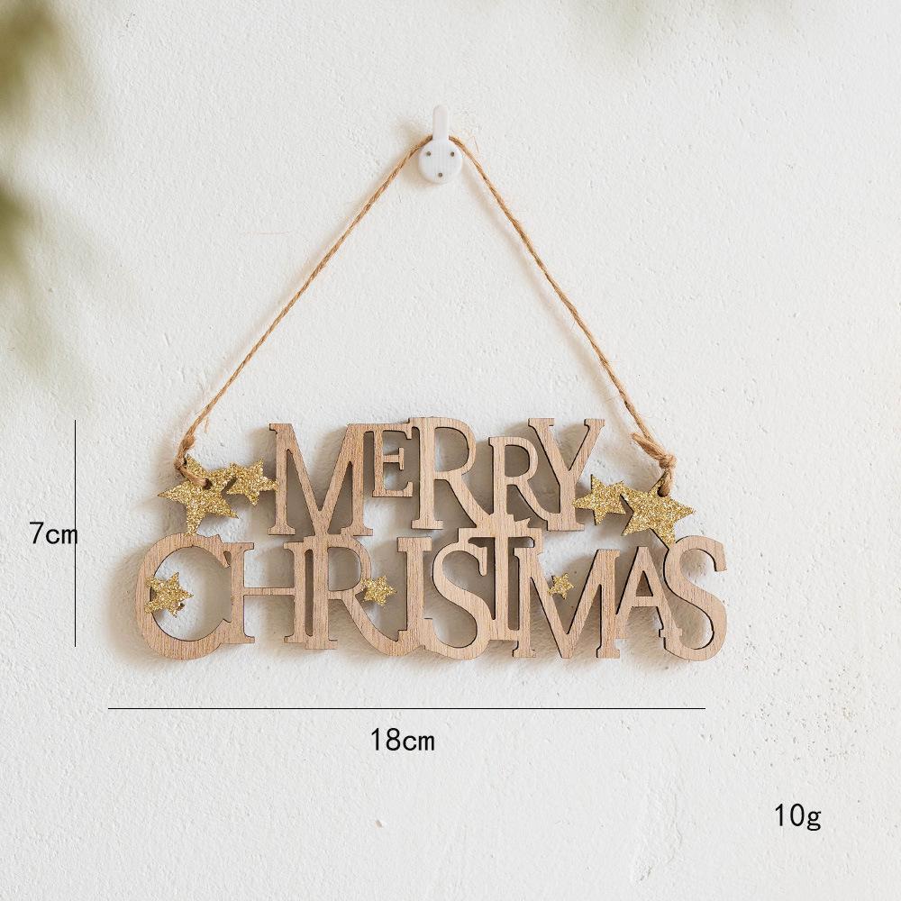 Christmas Wooden English Alphabet Plaque Modern Simple Style Christmas Tree Alphabet Plaque Pendant Christmas Decorations