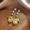Exquisite Yellow Zircon Lemon Earrings For Women Fashion Personalized Daily Accessory Party  Birthday Anniversary Gifts