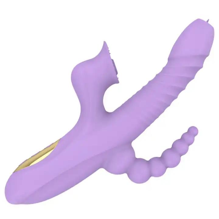 Powerful Thrusting 3 IN 1 G-Spot Vibrator Female Clitoris Anal Vacuum Stimulator Sucking Heating G Spot Dildo Sex Toy for Women