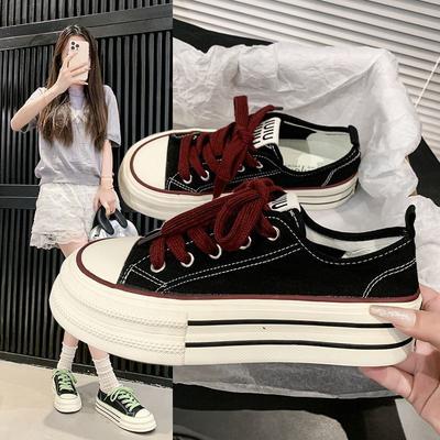 Hong Kong Style Niche Black Platform Canvas Shoes 22 New Early Autumn Student Board Shoes Sports Shoes