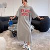 Shop   Women Lettering Loose Fit Short Sleeve Long Dress Won Wdr Wfhd5j1