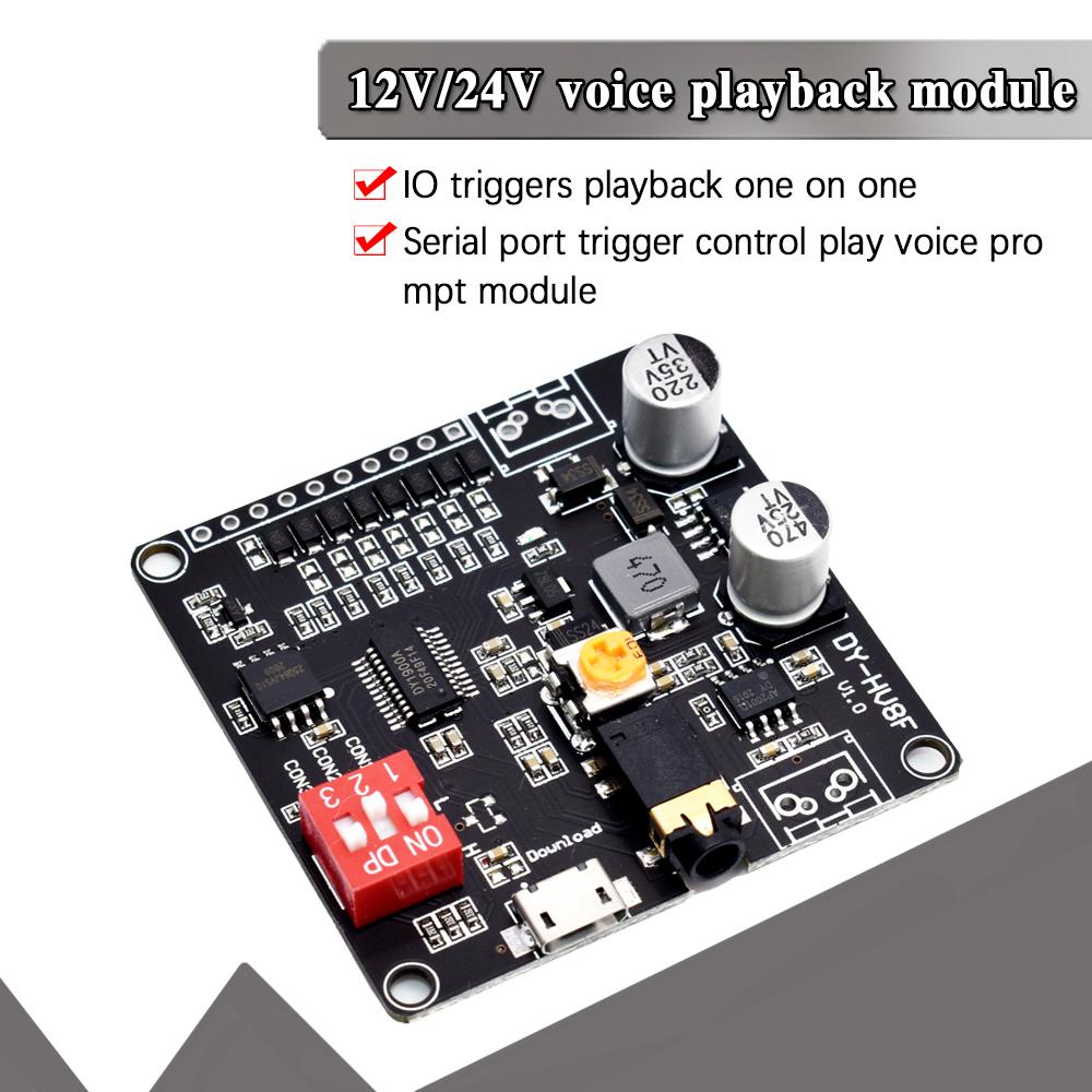 DY-HV8F DY-HV20T Voice Playback Module Board MP3 Music Player 10W 20W 12V 24V Playback Serial Control DIY Electronic For Arduino
