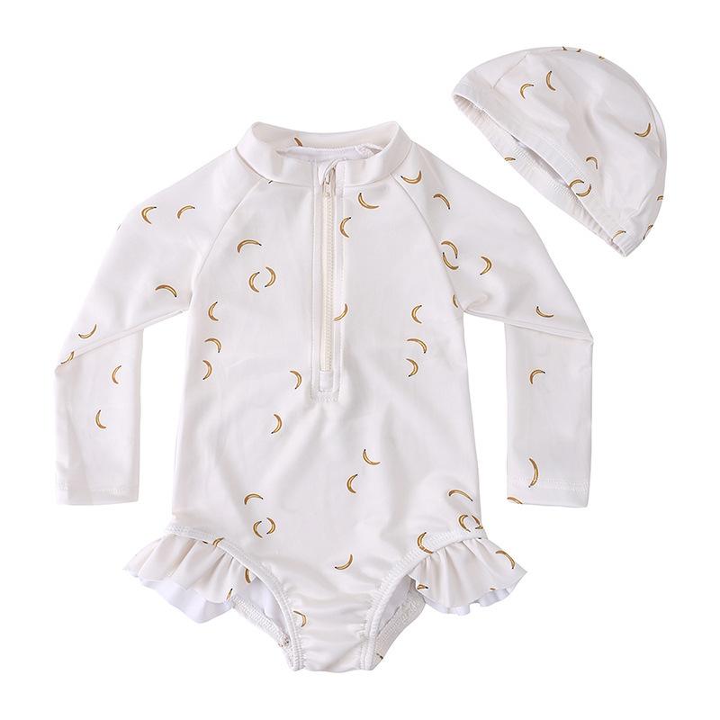 Girls Floral One Piece Swimwear with UPF Sun Protection Quick Dry for Toddlers 80