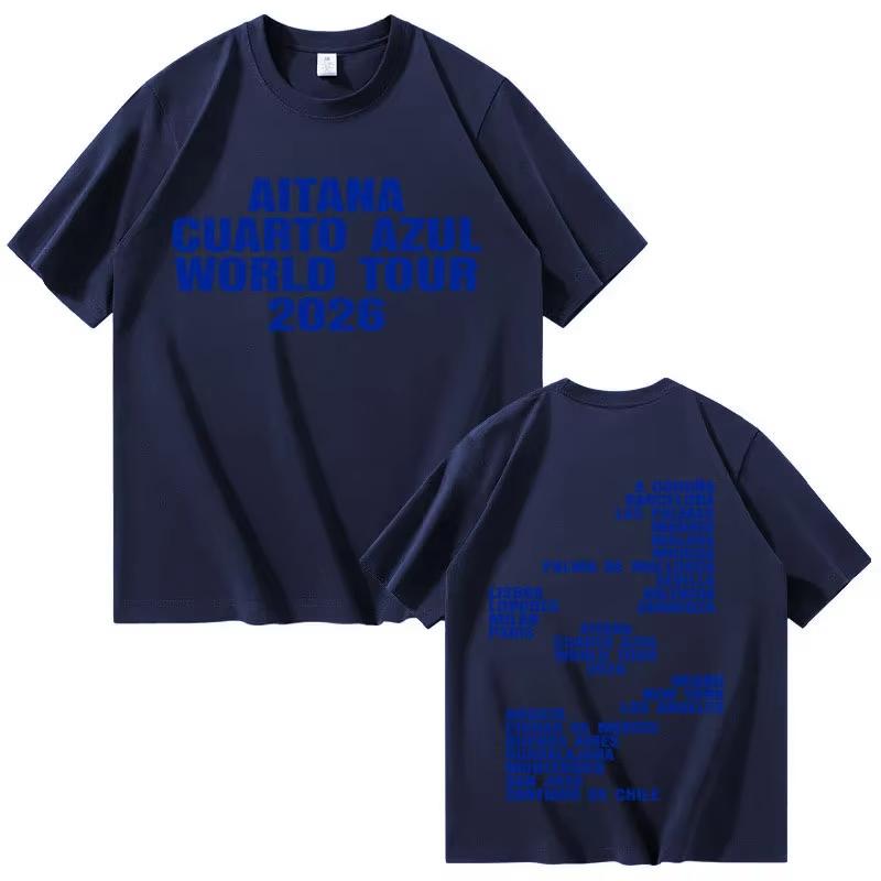 Singer Aitana Cuarto Azul Album 2026 Double Sided Print T Shirt Mens Women Hip Hop Streetwear Tops 100 Cotton TShirt