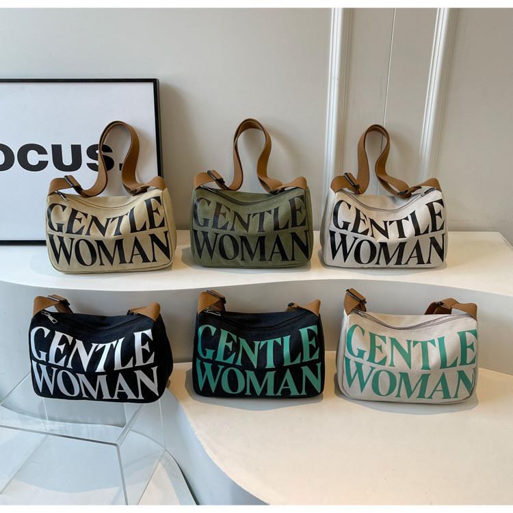 2024 Damen Canvas Tasche Damen Mode Color-blocking Kissen Tasche Street Style Tote Schulter Crossbody Tasche