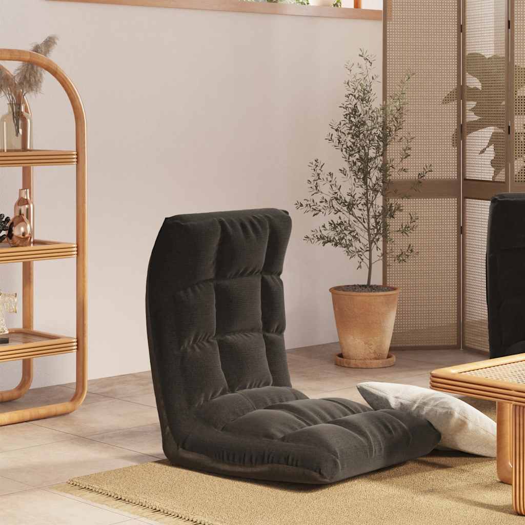 Floor Chair Foldable Black Fabric