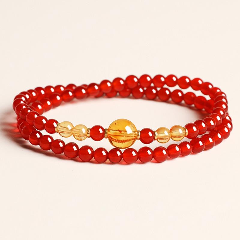 Natural agate optimized citrine beaded bracelet light luxury niche design bracelet high-end fashion jewelry women