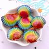8pcs AB Resin Colorful Flower Shell Figurines Flat Back Cabochon Stone Scrapbook Home Crafts DIY Jewelry Making Accessories