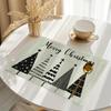 4/6/8/10PC Christmas Tree Theme Meal Mat Christmas Tree "Merry Christmas" Round Table Restaurant Holiday Decoration