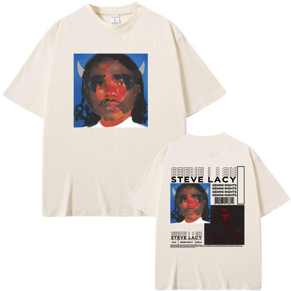 Rapper Steve Lacy Gemini Rights Album Cover Doppelseitiger Druck T-Shirt Unisex Hip Hop Oversized T-Shirt Unisexs Mode Vintage T-Shirts