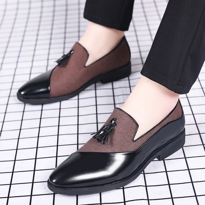 

Мужские кожаные туфли с острым носком, увеличивающие рост, с комбинированными вставками, новые, размер 45, модные 2025, обычные мужские повседневные слипоны на распродаже 48