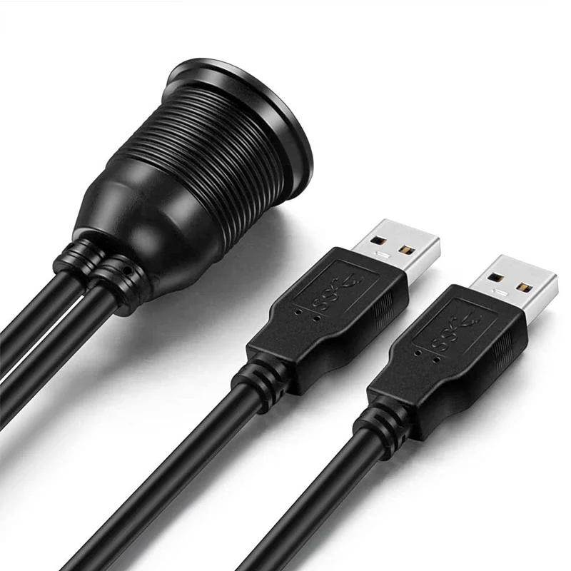 2 Anschlüsse, Dual USB 3.0 Stecker auf USB 3.0 Buchse, AUX Unterputz-Kfz-Halterung, Verlängerungskabel für Armaturenbrett im Auto, LKW, Boot, Motorrad