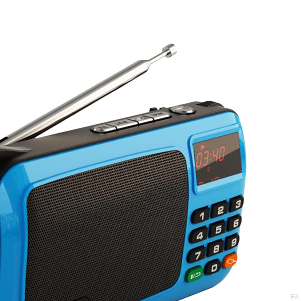 Radio MP3 Music Player with LED Display Rechargeable Headphone Function Emergency Flashlight