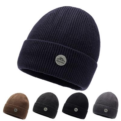 Men's Autumn Winter Knitted Hat Warm Wool Hat Outdoor Sports Cashmere Thick Pullover Cap