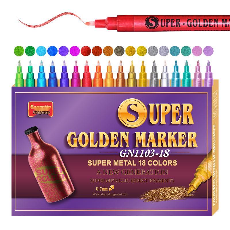 Marcador Metálico Super Dorado Flash para Tarjeta Negra, Destellos en Fotos, Álbumes DIY y Manualidades de Graffiti