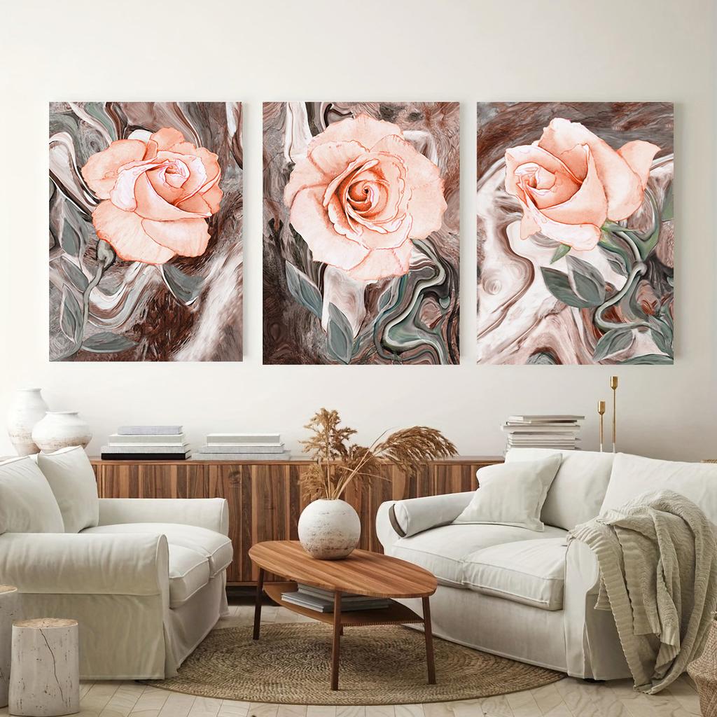 Canvas Painting Abstract Red Rose Peony Flower Romantic Wall Art Posters and Prints Living Room Home Bedroom Decor