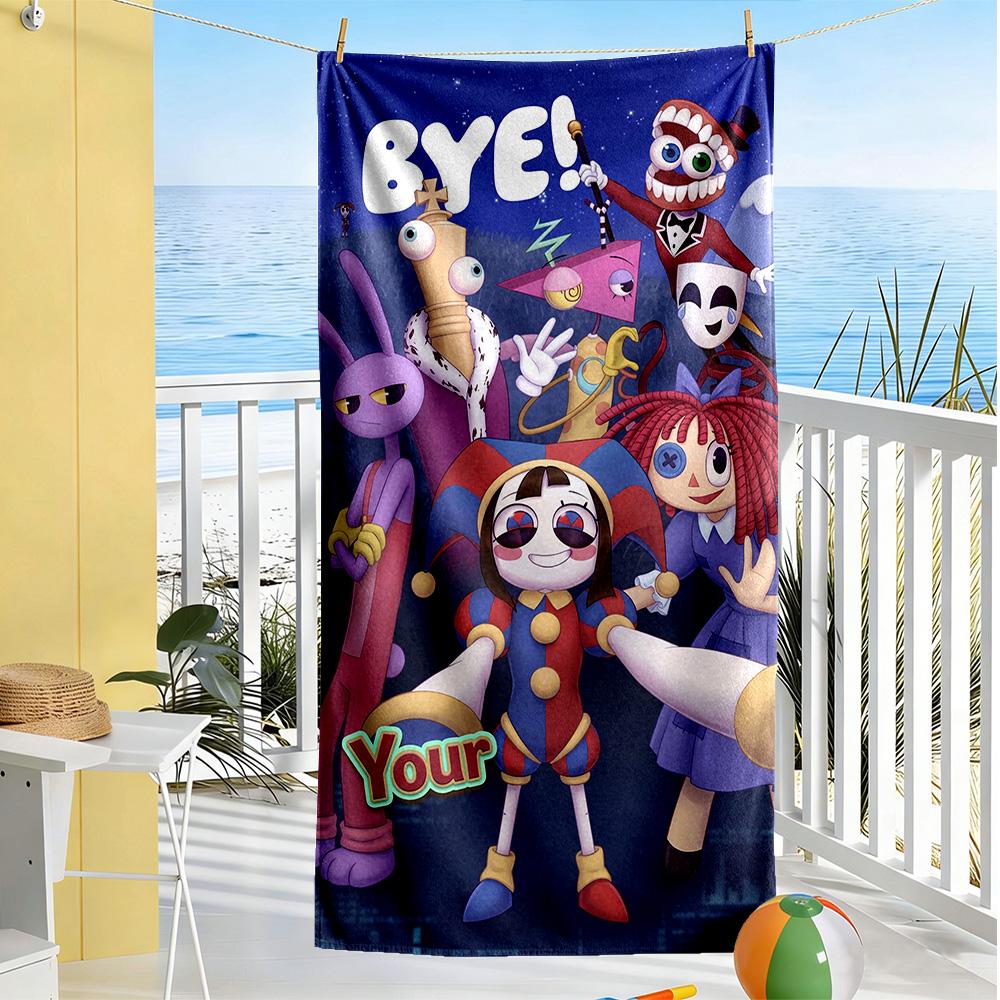 Digital Circus Customized Name Beach Towel Super Soft & Absorbent Portable for SwimmingBeachCamping Travel Beach AccessoriesGym