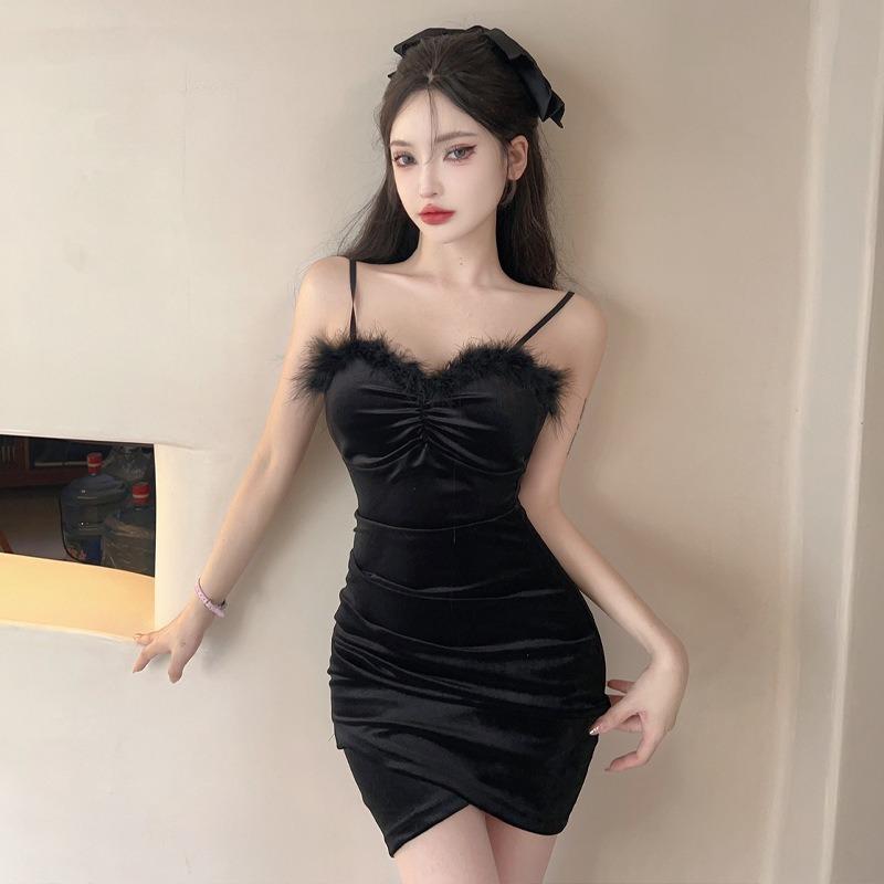 

YYFS женские модные летние весенние однотонные повседневные платья без рукавов с v-образным вырезом и высокой талией L чёрный