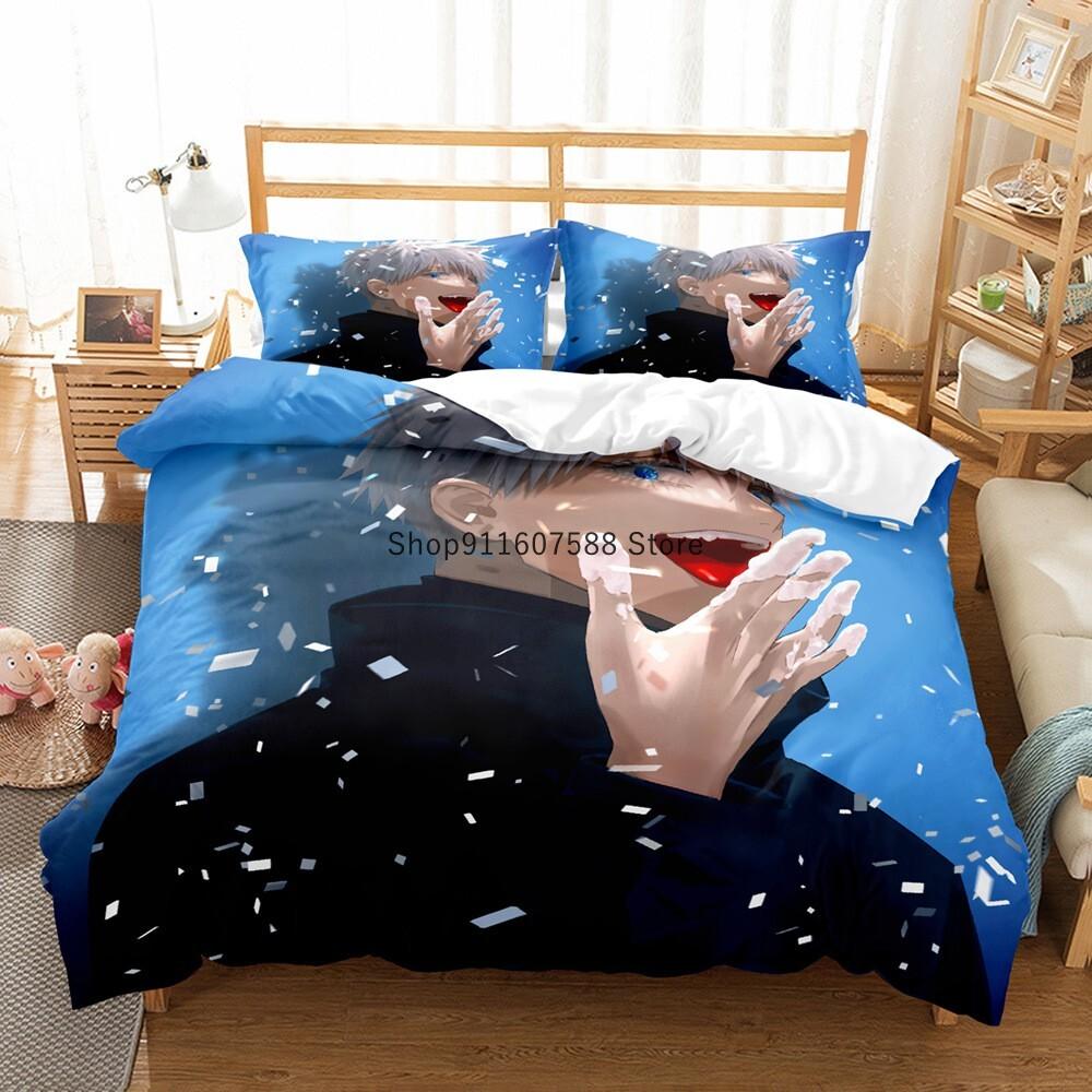 Japonské Anime Jujutsu Kaisen Ložní Souprava Queen King Double Povlak na Přikrývku a Povlak na Polštář Dekorace pro Děti Měkký Domácí Textil