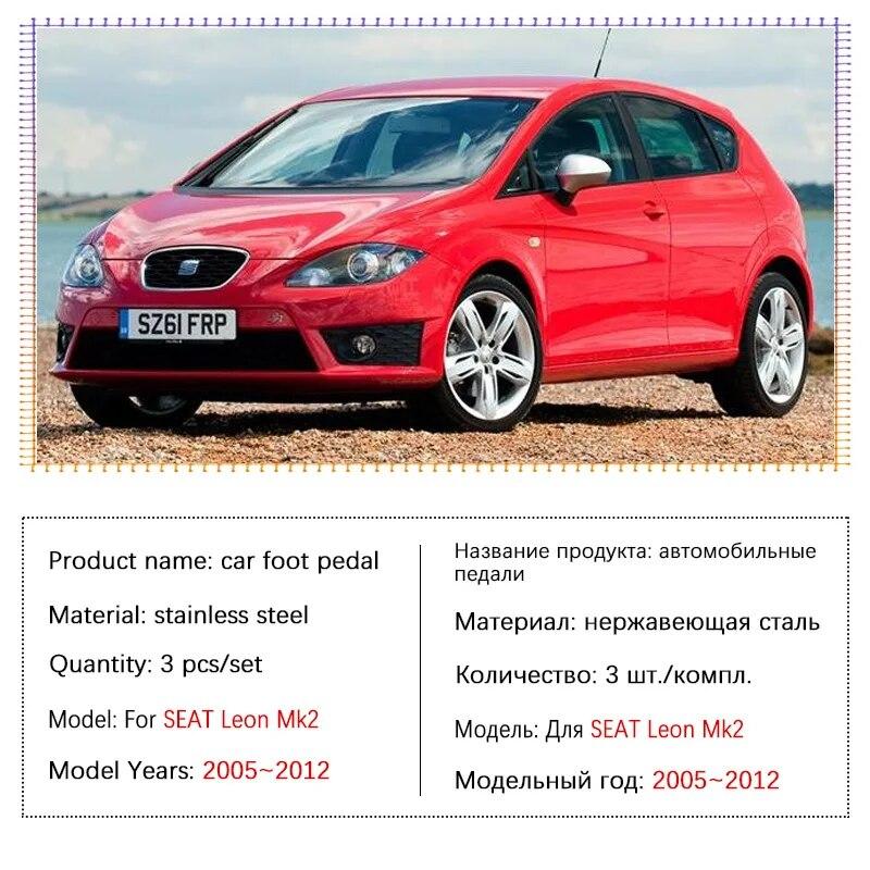 AT MT Auto-Fußpedal für SEAT Leon Mk2 1P 2005–2012 2006 2007 2008 2009 Gummi-Anti-Rutsch-Pedal Bremsabdeckung Edelstahl-Pedal